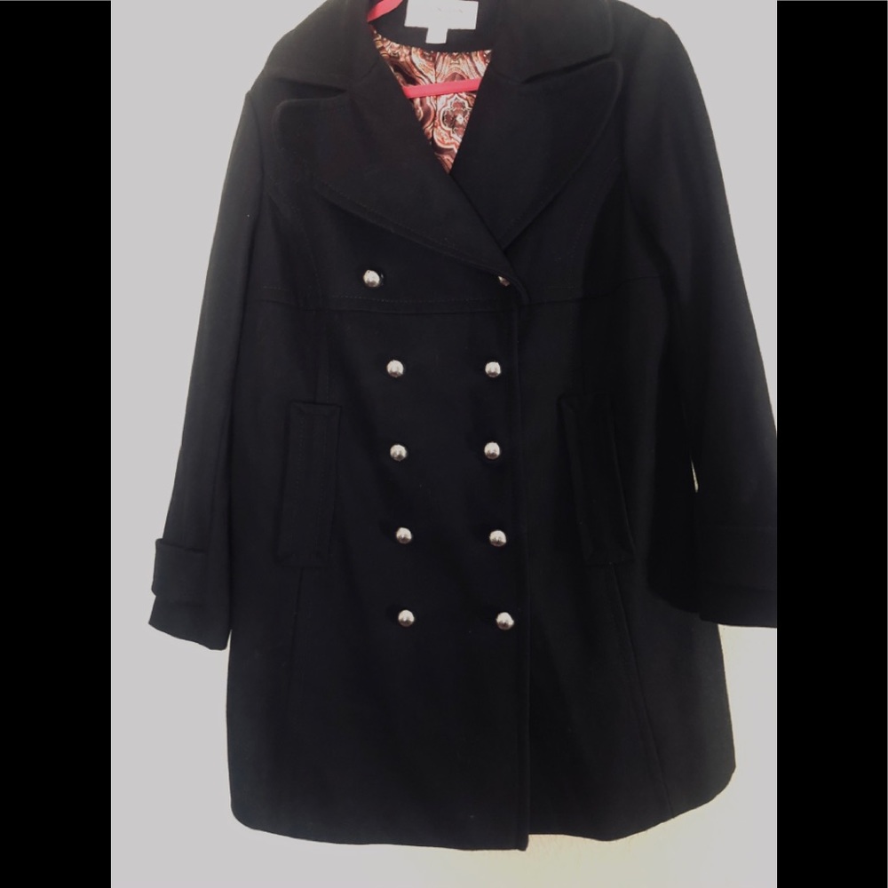 Plus size black double breasted coat